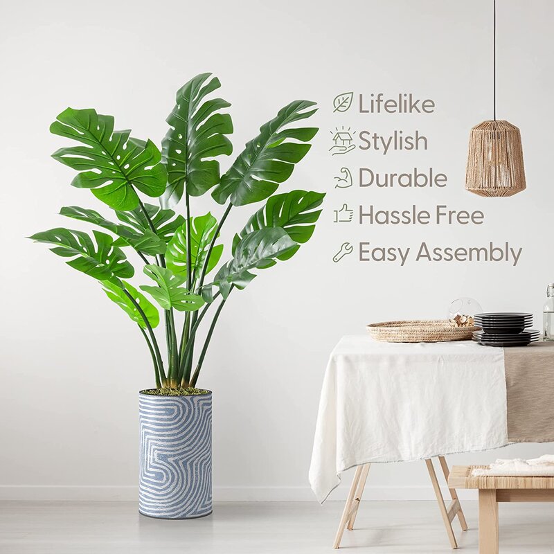 Artificial Tree in Modern Planter, Fake Monstera Silk Tree, Artificial Plant for Indoor and Outdoor Home Decoration newest